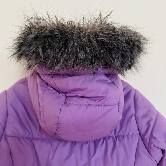 Columbia Girls Purple Katelyn Crest Hooded Winter Faux Fur Jacket Size Small 8